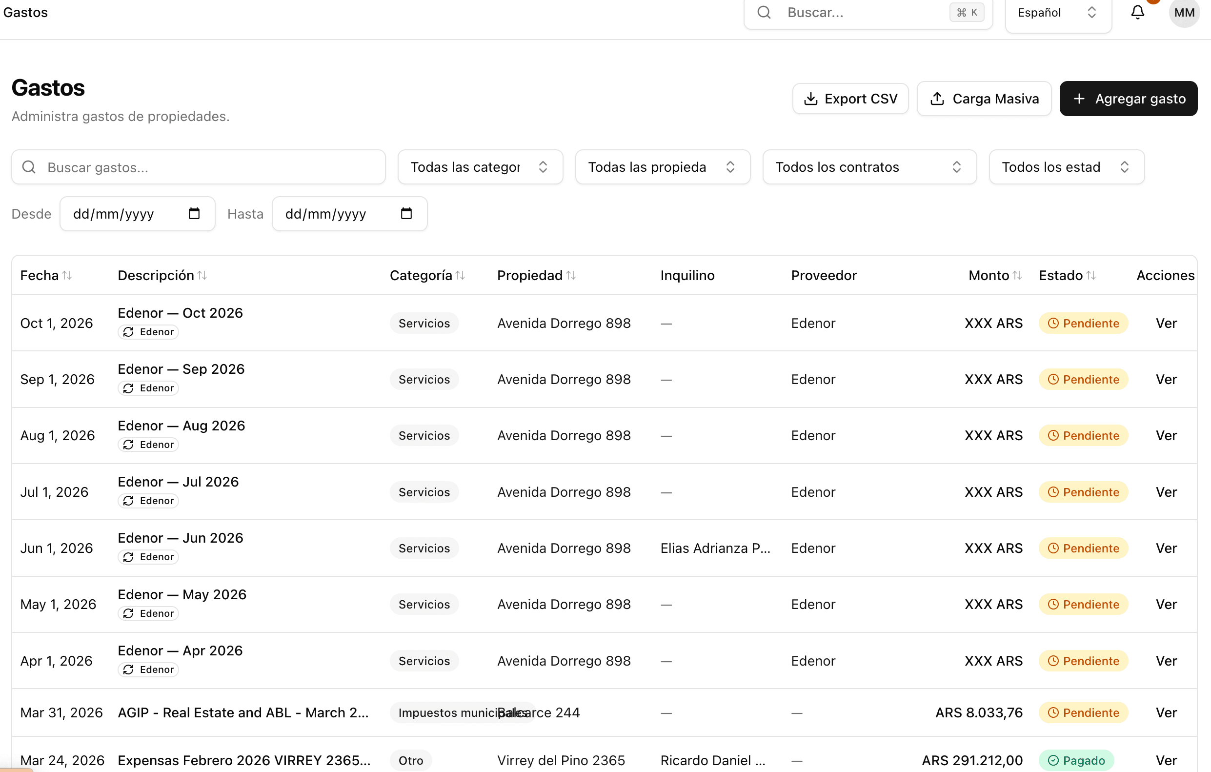 Rentals Manager, captura 4